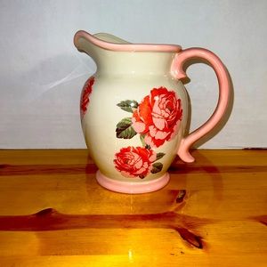 Collectible Harry and David Pink Roses Floral Pitcher Country